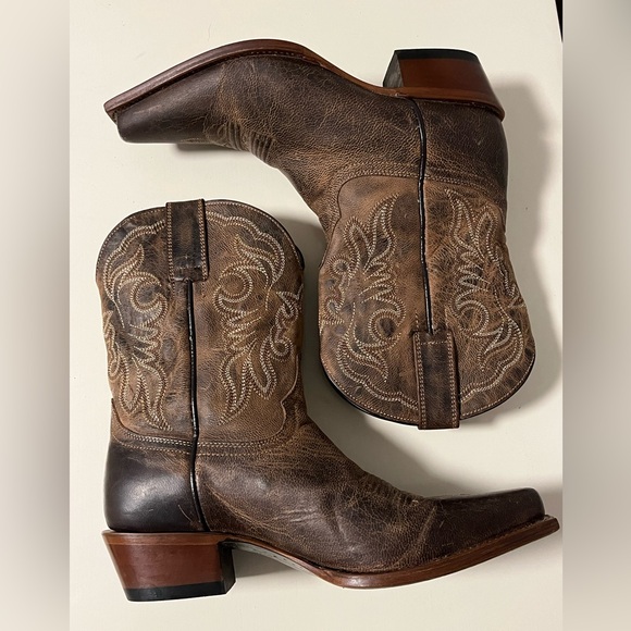 Shyanne Womens Sz 8.5M Western Cowgirl Cowboy Boots Snip Toe Brown Leather - Picture 6 of 16